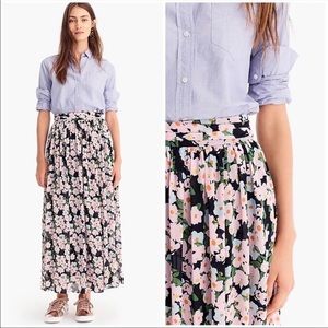 J Crew Floral Print Maxi Skirt Point Sur French